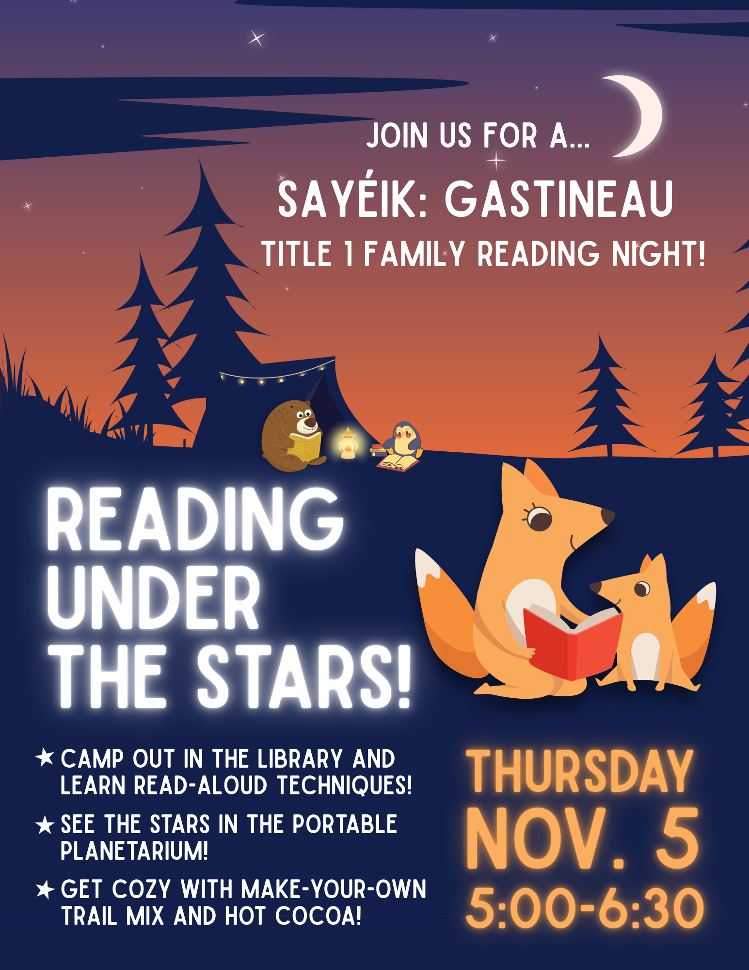 Thursday November 5, 5:00 to 6:30